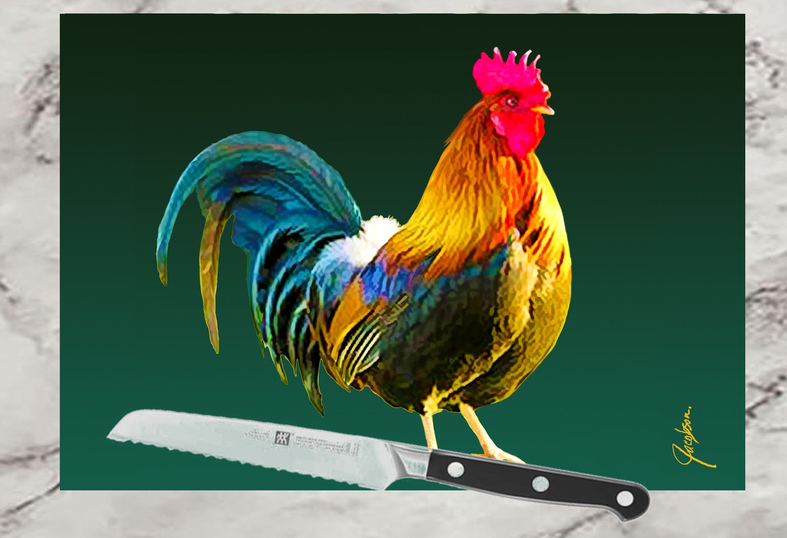 Rooster kitchen decor. glass cutting board. custom cutting Etsy