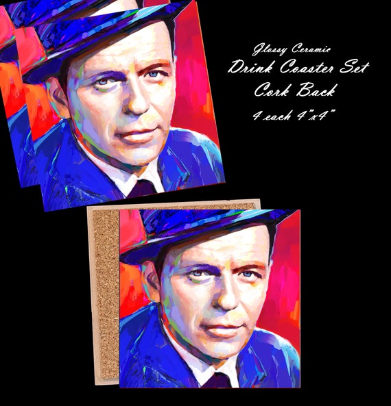 Frank Sinatra gift, Sinatra Painting on ceramic tile coaster, **FREE gift with purchase, Sinatra trivets. Mothers day Gift for her