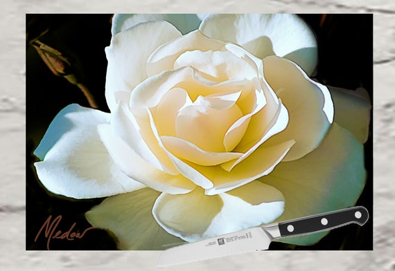 Rose White Charcuterie Board #11. Use as a serving tray, cheese board and cutting board.