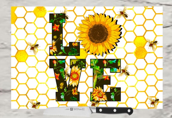 Sunflower wedding gift, anniversary gift cutting board. Sunflower decor. Use as a serving tray, cheese board and charcuterie board