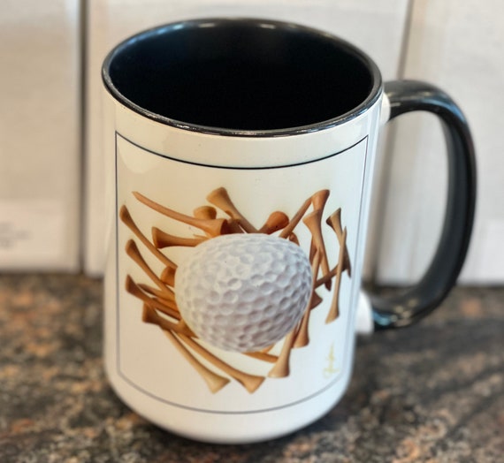 Golf gifts coffee mug. Unique Fathers day Gift and boyfriend gift. Golf Ball with Wood Tees coffee mug.