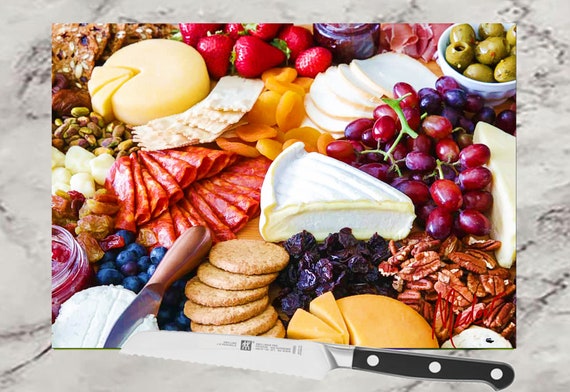 Charcuterie Board #11 Glass Serving Tray. Use as a cutting board, cheese board and charcuterie board.