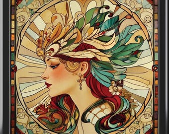 Art Nouveau Jewelry Box,Wood Keepsake Box - ceramic tile top - Woman 22 art deco painting- 6&quot; x 6&quot; great gift for her,gift for bride,gift