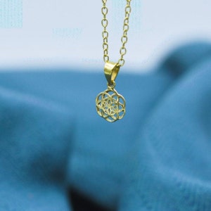 Necklace with mini flower of life pendant, flower of life necklace