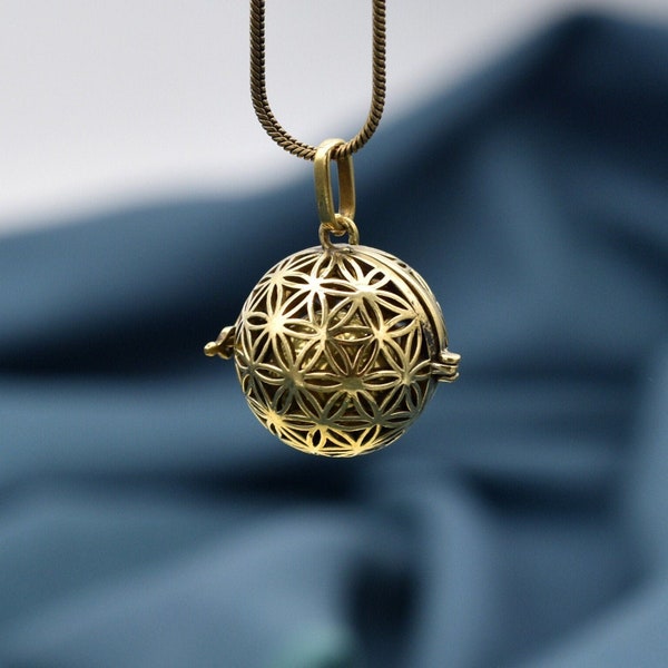Engelsrufer "Flower of Life", made of brass, maternity necklace