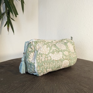 Baumwoll-Block-Print Kosmetiktasche SUKI, Kulturtasche, Kosmetikbeutel 22 x 19 x 12 cm
