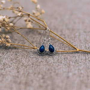 Boucles d'oreilles pendantes en filigrane avec lapis-lazuli image 7