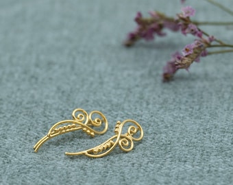 Climbing earrings, Earclimber earrings LUA, silver/ gold plated