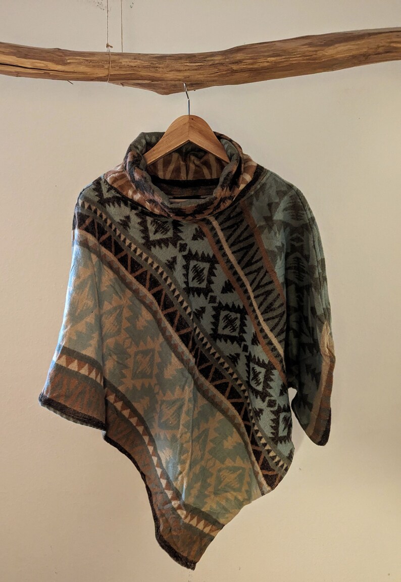 Poncho bohème chaud WILKE, beige/marron/bleu clair image 6