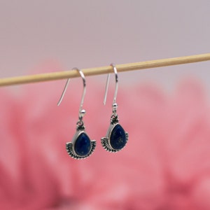 Boucles d'oreilles pendantes en filigrane avec lapis-lazuli image 5