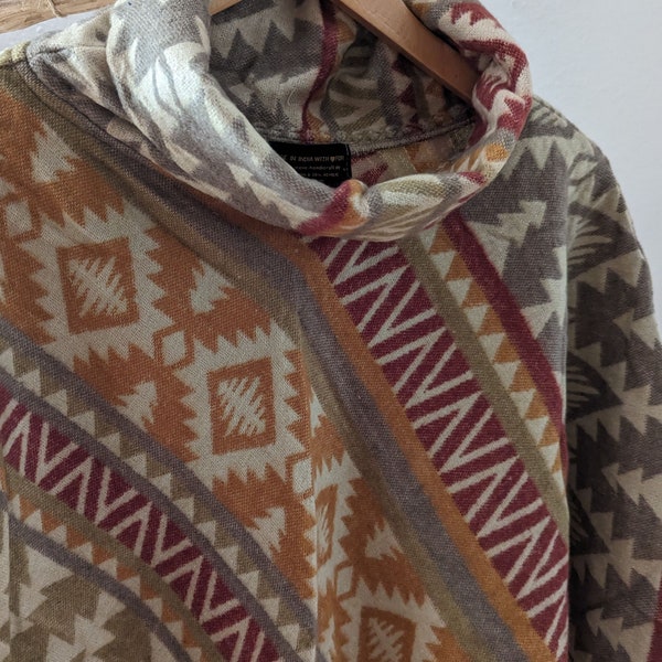 Poncho Boho Etno OLIVIA, beige/marrone/rosso scuro