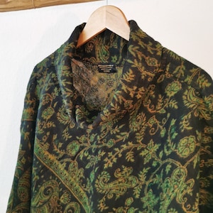 Winter Poncho TIM with Paisley Pattern, green/ black