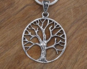 Silver Necklace With Tree of Life Pendant, 925 Sterling Silver