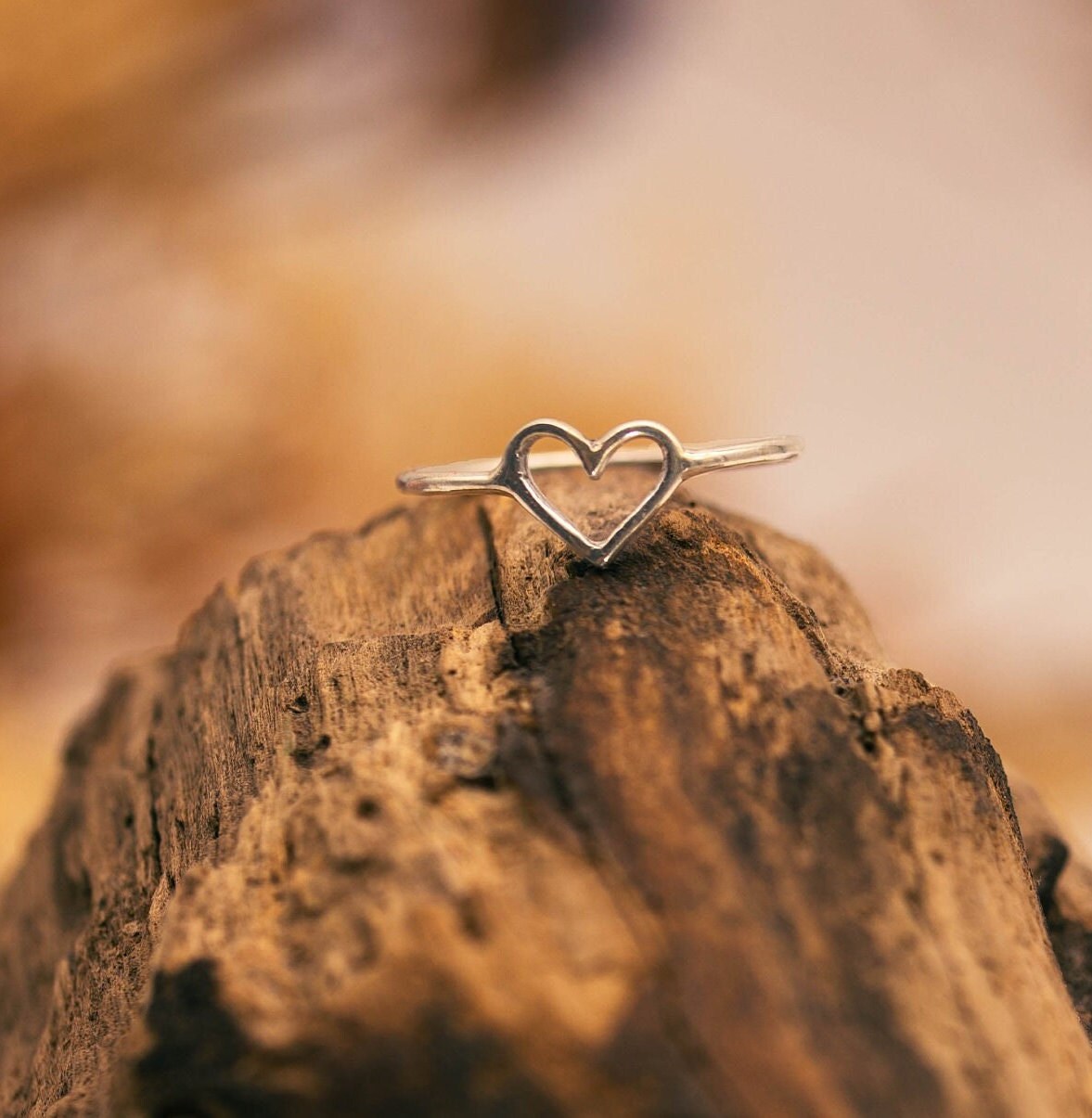 Silver Ring With Heart Design - Etsy