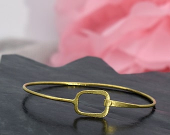 Minimalist brass bangle “GEOMETRIC GLOW RECTANGLE” | geometric rectangle bangle, modern boho bangle