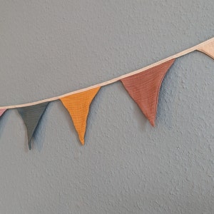 Colorful pennant chain AURORA made of muslin, children's room garland, colorful decorative garland image 5