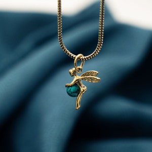 Necklace with small golden elf/fairy, jewelry for children