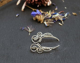 Climbing earrings, Earclimber earrings LUA, 925 sterling silver