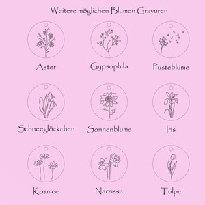 Personalisierte Halskette mit eingravierter Blume, Geburtsblumenkette, Monatsblume