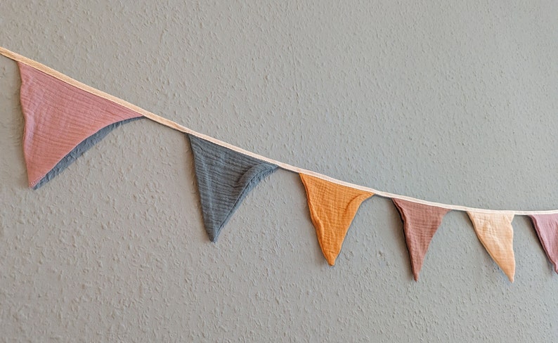 Colorful pennant chain AURORA made of muslin, children's room garland, colorful decorative garland image 6