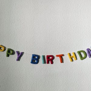 Happy Birthday Girlande, Geburtstagsgirlande, Filz, Regenbogen Farben, Geburtstagsdeko