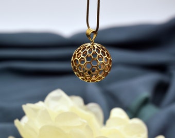Honeycomb ball pendant "Abeja" made of brass