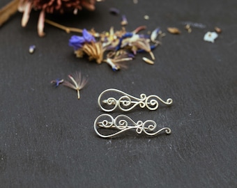 ELVA climbing earrings in 925 sterling silver | Handmade ear climber earrings, delicate ear climbers for everyday wear
