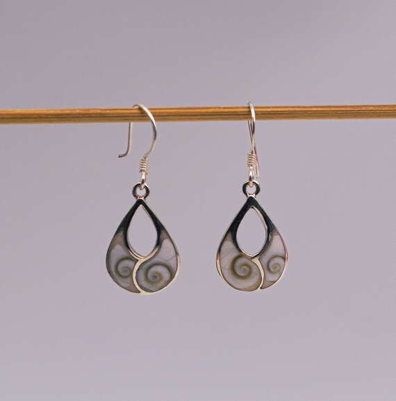 Orecchini in argento sterling 925 conchiglia naturale Shiva