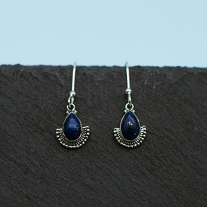 Boucles d'oreilles pendantes en filigrane avec lapis-lazuli image 4