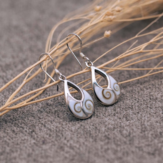 Silverly Orecchini Pendenti con Conchiglia Shiva Eye per