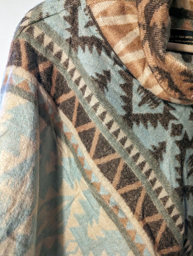 Poncho bohème chaud WILKE, beige/marron/bleu clair image 3