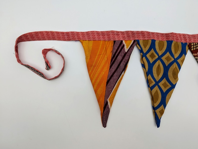 Colorful bunting made from recycled saris, indoor and outdoor, colorful decorative garland image 10