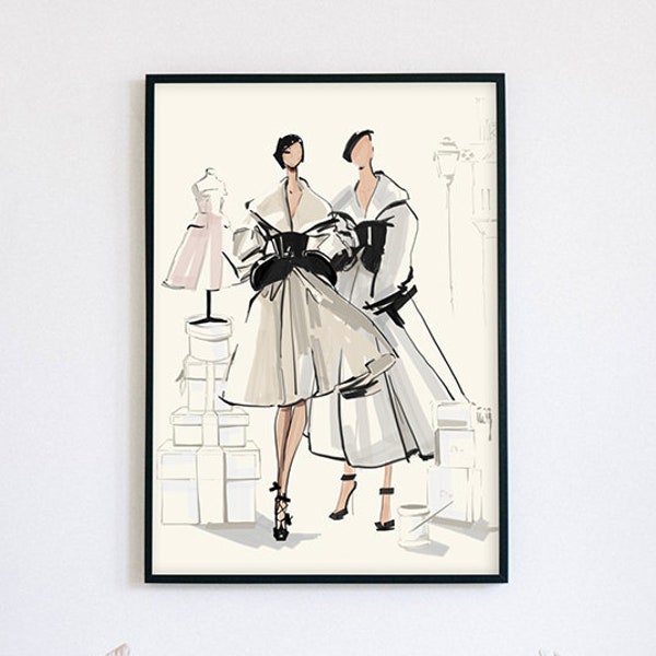 Dior Illustration, Illustration, Fashion, Sophisticated, Art, Wall Art, Drawing, Wall Print, Watercolour, Ink, Style, Fashionable, Artistic