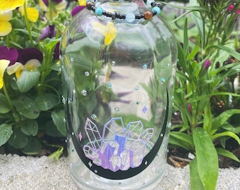 Moon water jar with cork and crystal, moon water bottle kit, full moon ritual spell, herbs, potions, dark moon, magick