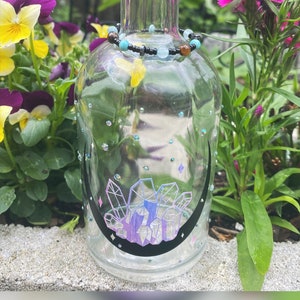 Moon water jar with cork and crystal, moon water bottle kit, full moon ritual spell, herbs, potions, dark moon, magick