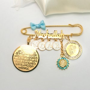 Babypin Mashallah, Strollerpin, Birth Gift, Christening Gift, Stroller Pin, Allah Ayatul Kursi 4 Qul