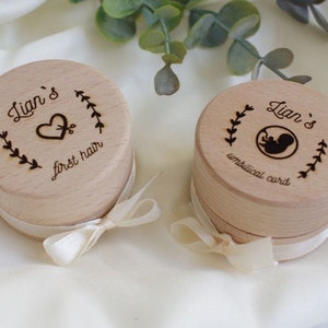 Personalized engraved wooden box for baby's first hair and umbilical cord per piece