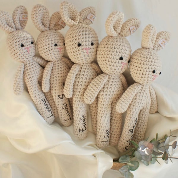 Schmusetier Hase Bunny mit Namen | Kuscheltier Hase | Babygeschenk | personalisiert | Geschenk zur Geburt | Hase Bunny Kuschelhase