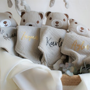 Cuddly blanket with name | Cuddly blanket baby muslin | Baby gift | personalized | Gift for birth | Cuddly blanket bear
