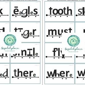 May include: Black and white printable worksheet with the words "look", "eagles", "tooth", "shine", "brush", "tiger", "must", "my", "tee", "nile", "fly", "tell", "saved", "there", "where", and "when" written in bold font. Each word is followed by a line with dots underneath.