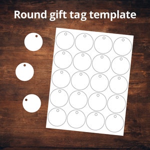 2" Round / Circle Hang Tag Template - Downloadable digital template to create your own diy gift tags - available in SVG, PDF, EPS and Png