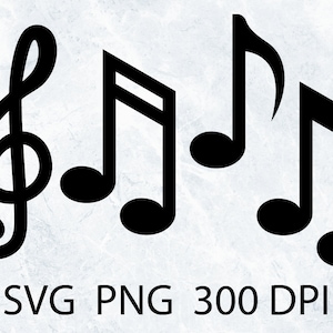 Musical Notes Digital Download - SVG and PNG vector cut files. Music Clip Art - Music teacher cricut files - Music symbol art