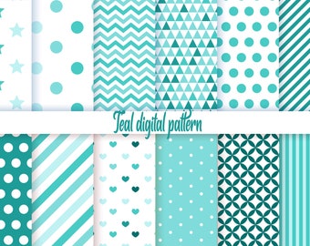 Teal Digital Paper Pack, Teal downloadable scrapbook paper, teal background for digital scrapbooking - 30 variations for crafts and gifts!