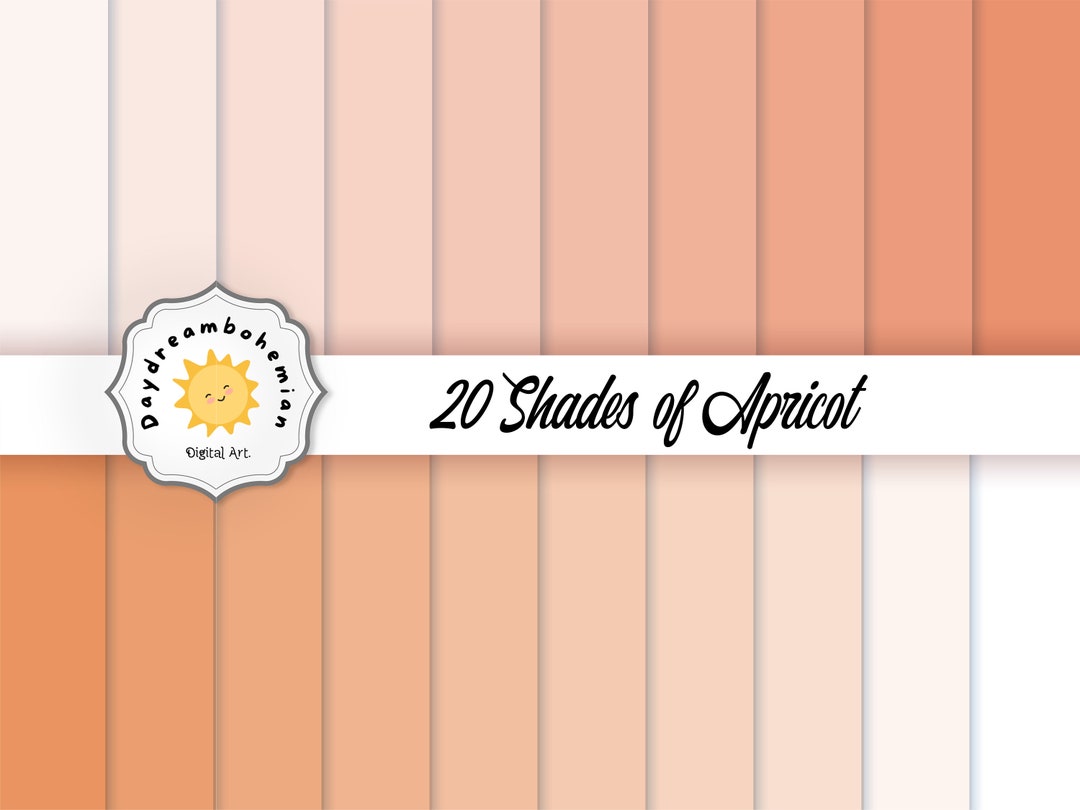 Solid Apricot Crush Color Digital Paper - 20 Different Shades of