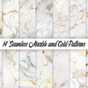 Seamless White and Gold marble digital paper, marble texture gold veins, background, instant digital download, for personal + commercial use