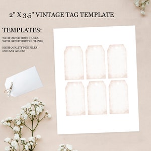 Etiquetas penduradas vintage - modelo de etiqueta digital - 2" x 3,5" Imprima e recorte suas próprias etiquetas para presentes - formatos png e svg - faça você mesmo para impressão