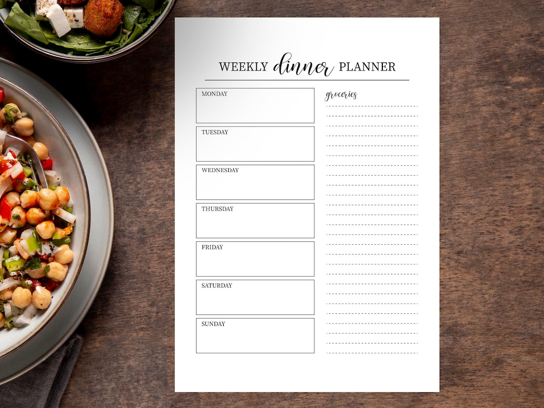 Weekly Dinner Planner - Printable Digital Meal Planner in Pdf, Svg, Eps ...