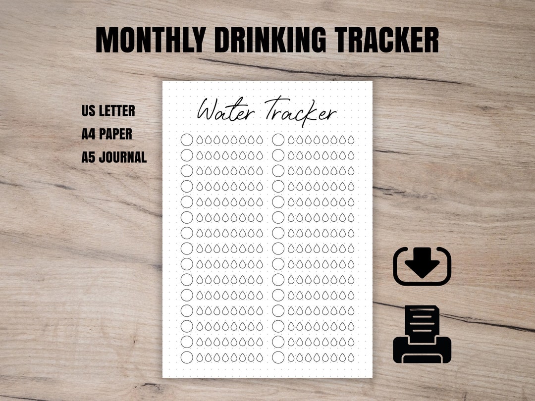 PRINTABLE Drinking Tracker Monthly, Habit Tracking Template, Activity ...