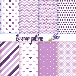 Papeles digitales morados, paquete de papel digital color lavanda, papel de scrapbooking digital