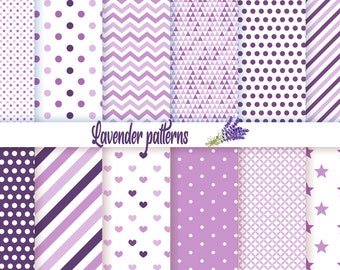 Purple Digital Papers, Lavender color Digital Paper Pack, Digital Scrapbooking Paper